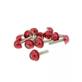   Eloxált alumínium fejű imbusz csavar szett - 12db, M5x20, piros