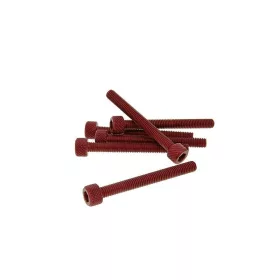  Imbuszfejű eloxált alumínium csavar szett - 6db, M5x45, optikai tuningra, piros