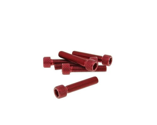 Imbuszfejű eloxált alumínium csavar szett - 6db, M6x30, optikai tuning, piros