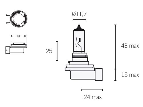 Fényszóró izzó halogén H8 PGJ19-1 12V 35W