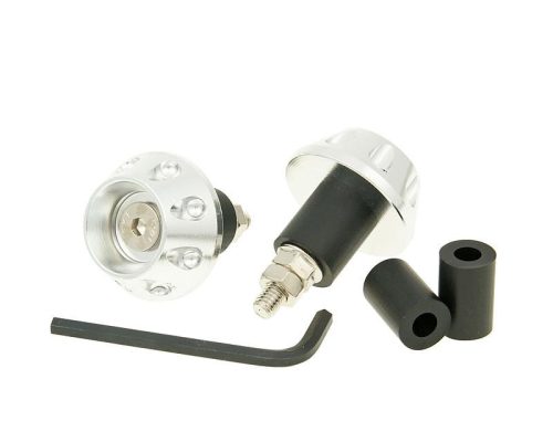 Kormány / kormányvég anti-vibrációs lapos 13.5 / 17.5mm (csomagban adapter) - ezüst