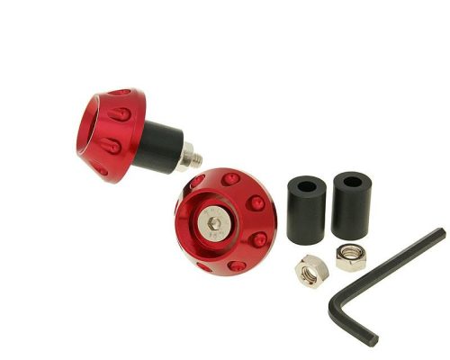 Kormány / kormányvég anti-vibrációs lapos 13.5 / 17.5mm (csomagban adapter) - piros