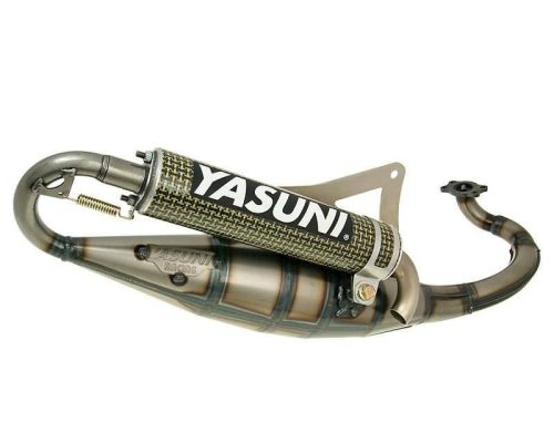 Yasuni Scooter R sárga karbon kipufogó - Peugeot (fekvőhengeres), Derbi