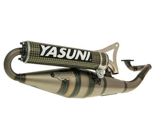 Yasuni Scooter Z sárga karbonszálas kipufogó - Minarelli (fekvőhengeres)