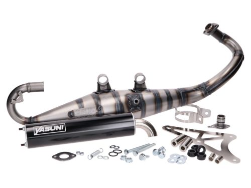 Kipufogó Yasuni Carrera 10 fekete Piaggio NRG, Zip, Typhoon, Gilera Runner 50, Stalker 50, Aprilia SR, Gilera Runner 50, Stalker 50, Aprilia SR